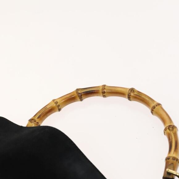 GUCCI Bamboo Hand Bag Suede Black Gold 001 1014 001 1014 - Picture 8 of 16